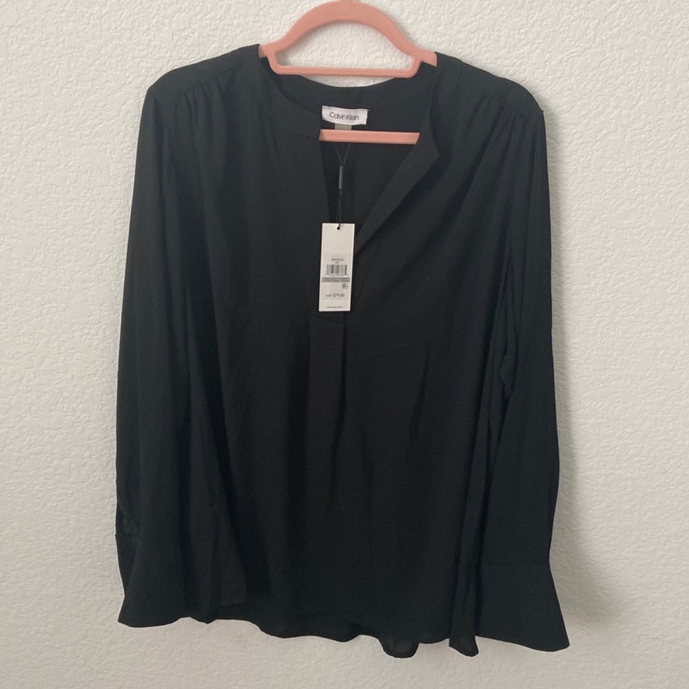 Black long sleeves light blouse (not see through) by CALVIN KLEIN